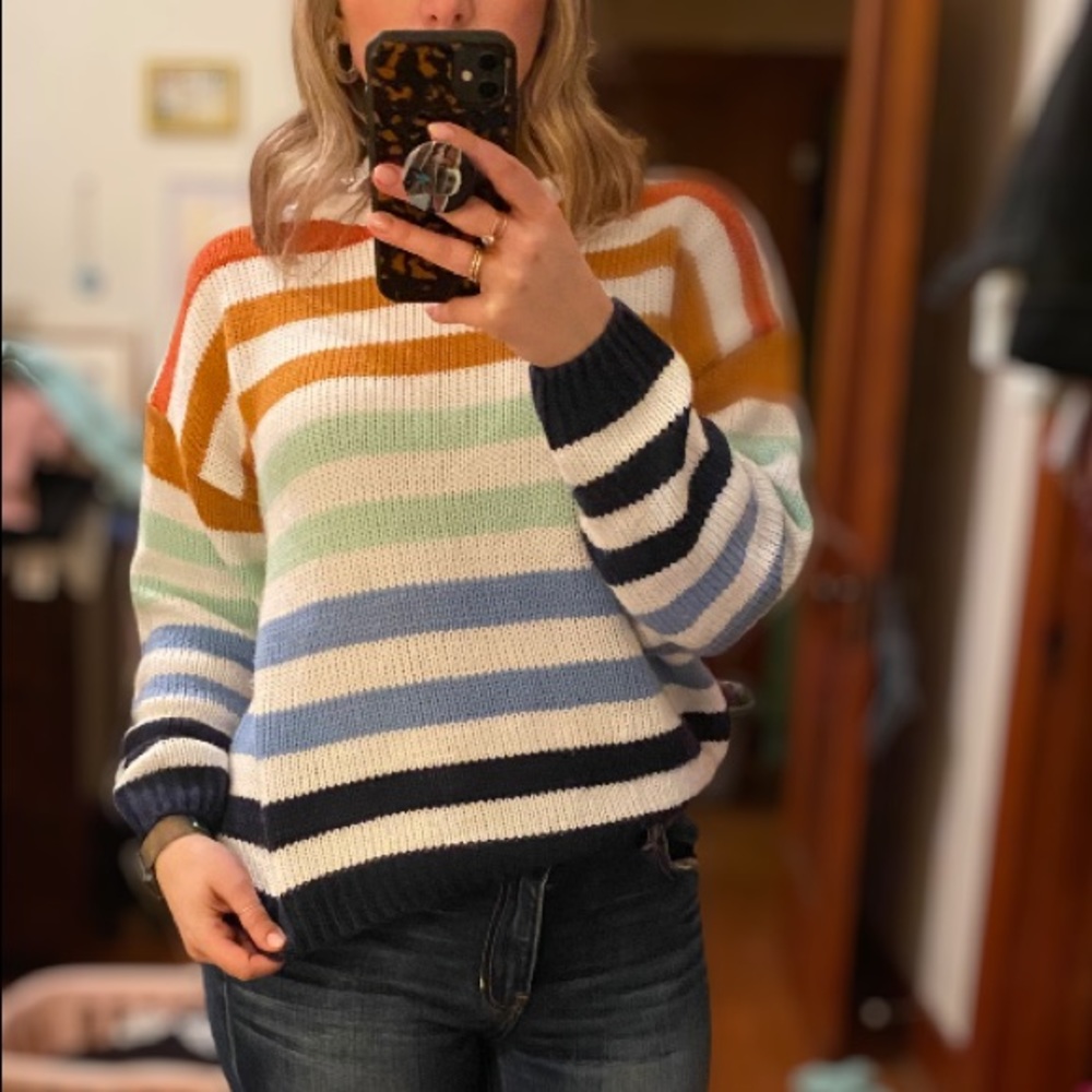 Zesica Rainbow Stripe Knit Pullover Medium Sweater - Picture 13 of 16